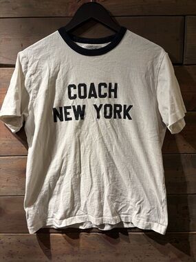 Coach White Short-Sleeve Ringer Tee with Black Logo